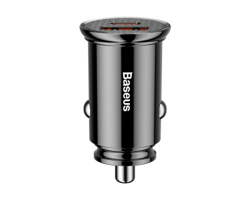 Автомобільний зарядний пристрій Baseus Circular Plastic QC 4.0 + PD3.0 30W USB + Type-C 5A Чорний