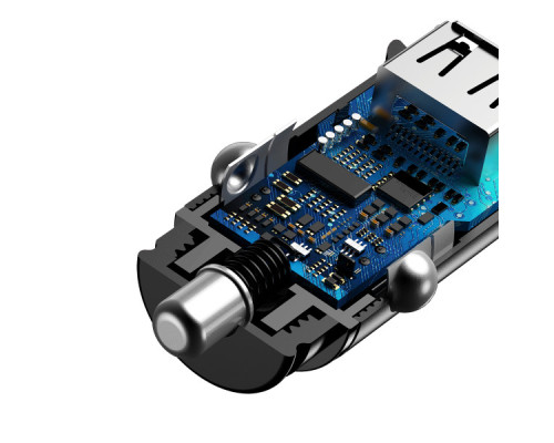 Автомобільний зарядний пристрій Baseus Circular Plastic QC 4.0 + PD3.0 30W USB + Type-C 5A Чорний